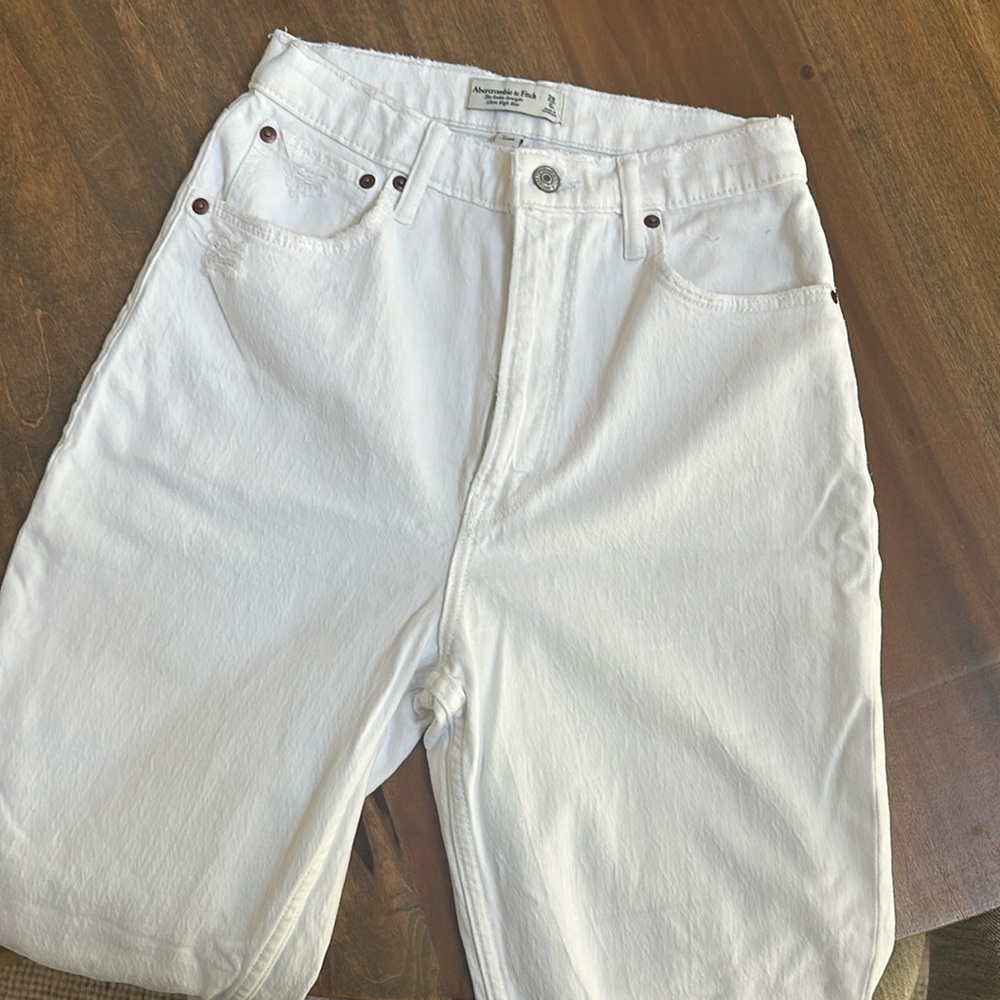 Abercrombie & Fitch White Straight Leg Jeans